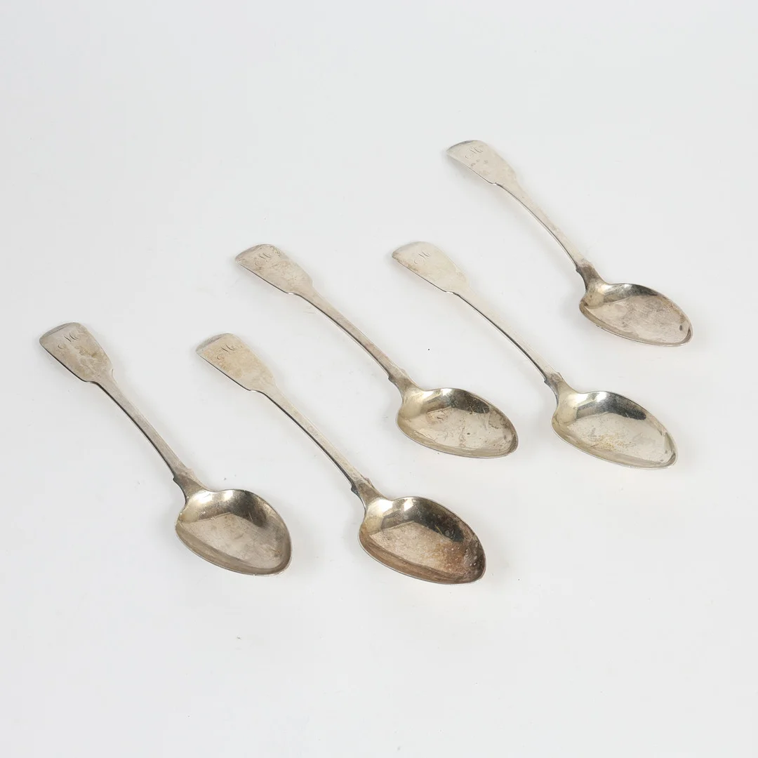 FIVE GEORGE IV SCOTTISH SILVER TABLESPOONS (5). — Silver — Bishop & Miller