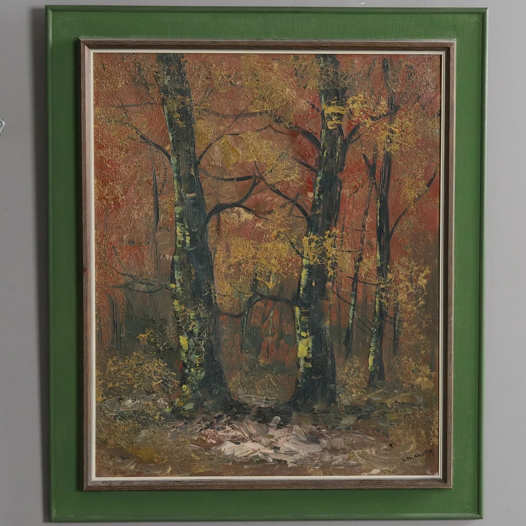 OIDENTIFIERAD KONSTNÄR. Olja på duk, "Marselisborg skog", signerad. — Paintings — Örebro Stadsauktioner