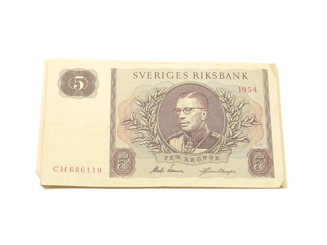 SEDLAR, 38 st 5 kronor, 1954-1963, blandad kvalité mestadels god, — Mynt/Sedel — Kaplans