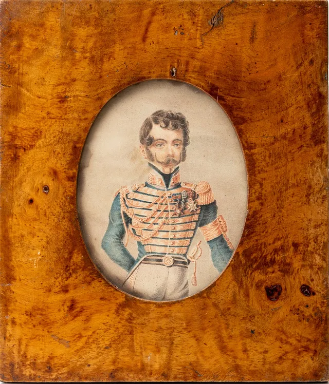 MINIATYRPORTRÄTT, akvarell, militär, 1800-tal.