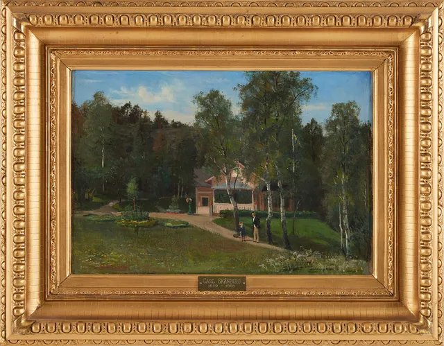 CARL SKÅNBERG. Promenade, olja på duk, signerad.