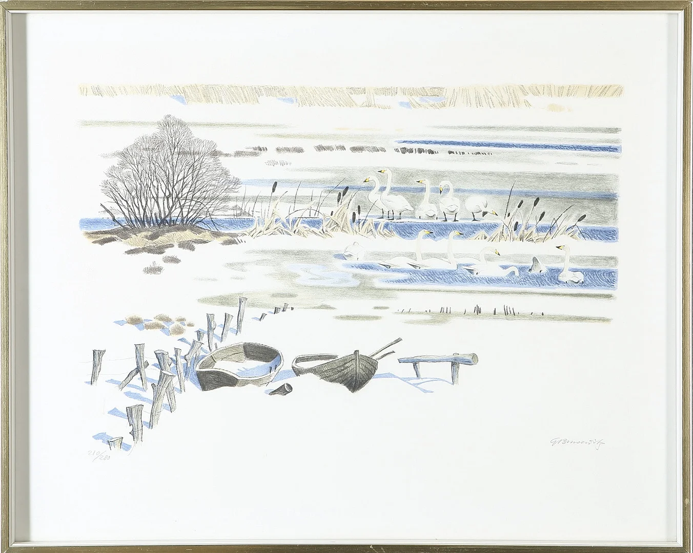 GUNNAR BRUSEWITZ. Färglitografi, signerad och numrerad 210/280. — Engravings & Prints — Auktionshuset Kolonn