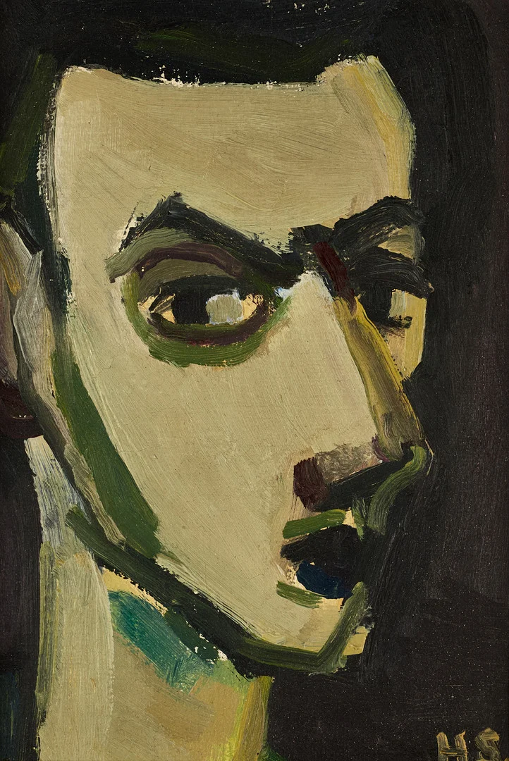 HANS VALTER SUNDBERG (1922-2004). Självporträtt, signerad HS, olja på pannå. — Paintings — Crafoord Auktioner Stockholm