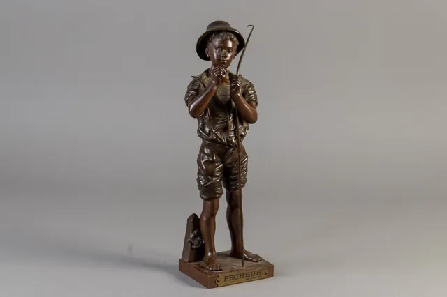 Adolphe Jean Lavergne. Bronzeskulptur af fiskerdreng