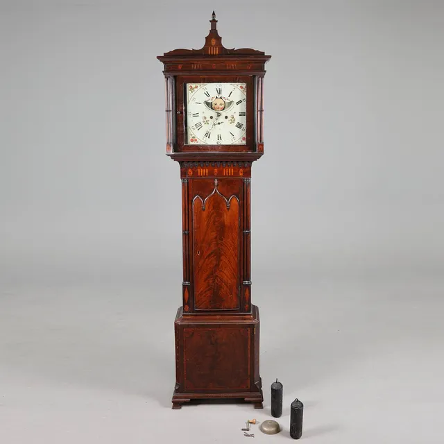 GEORGE IV MAHOGANY AND INLAID LONGCASE CLOCK.