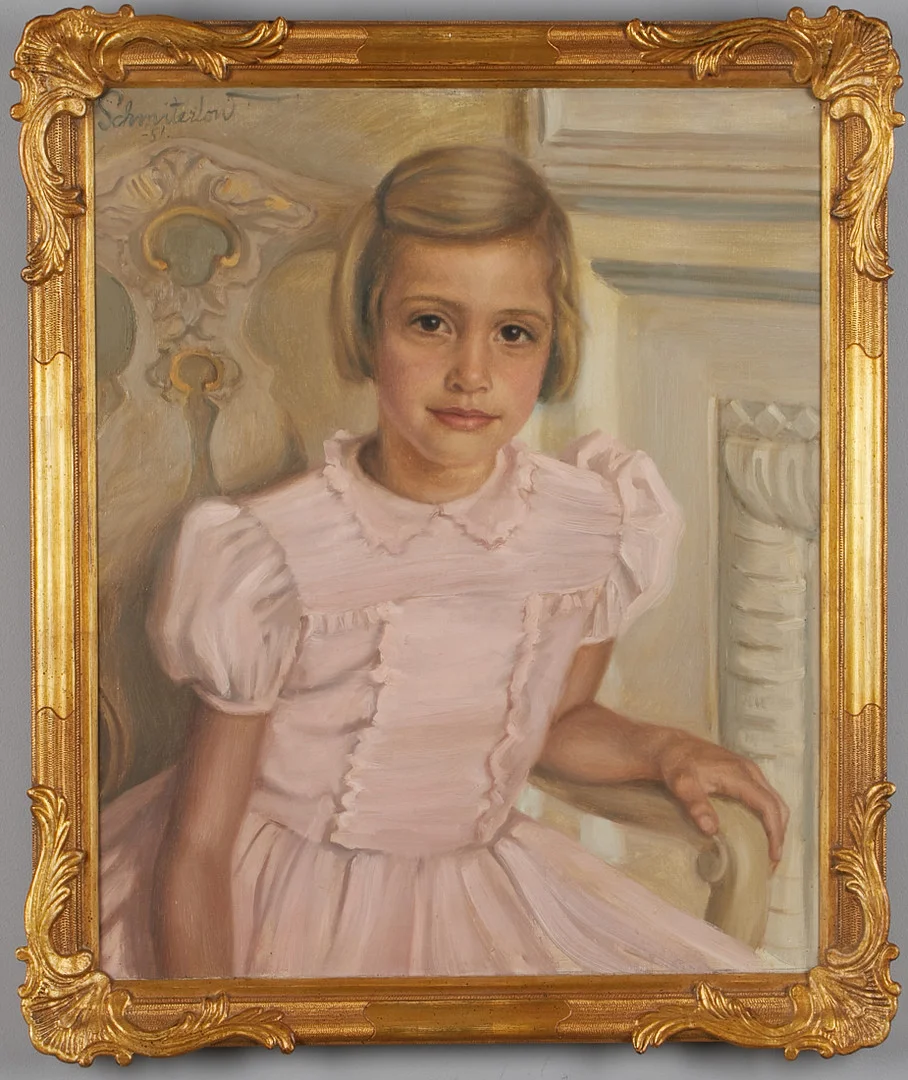 BERTRAM SCHMITERLÖW (1920-2002). Flicka i rosa, signerad och daterad Schmiterlöw -51, oja på duk. — Paintings — Crafoord Auktioner Stockholm