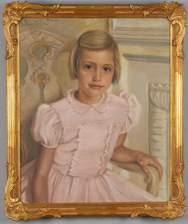 BERTRAM SCHMITERLÖW (1920-2002). Flicka i rosa, signerad och daterad Schmiterlöw -51, oja på duk.