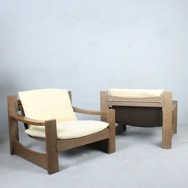 Paar Brutalistische Lounge Sessel der 1970er.