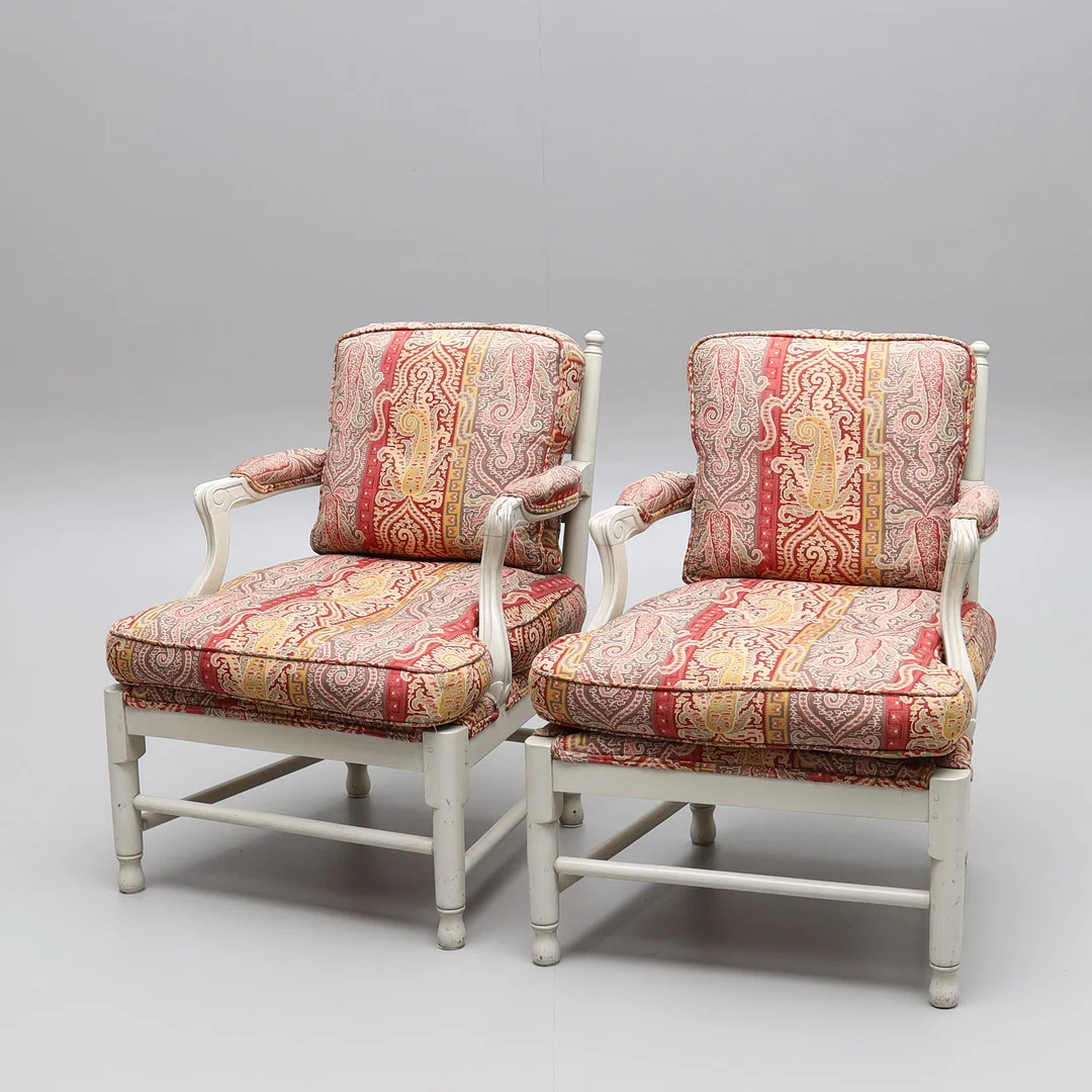 FÅTÖLJER, ett par, "Gripsholmsmodell", 1900-talets senare del. — Armchairs & Chairs — Auktionsmagasinet Vänersborg
