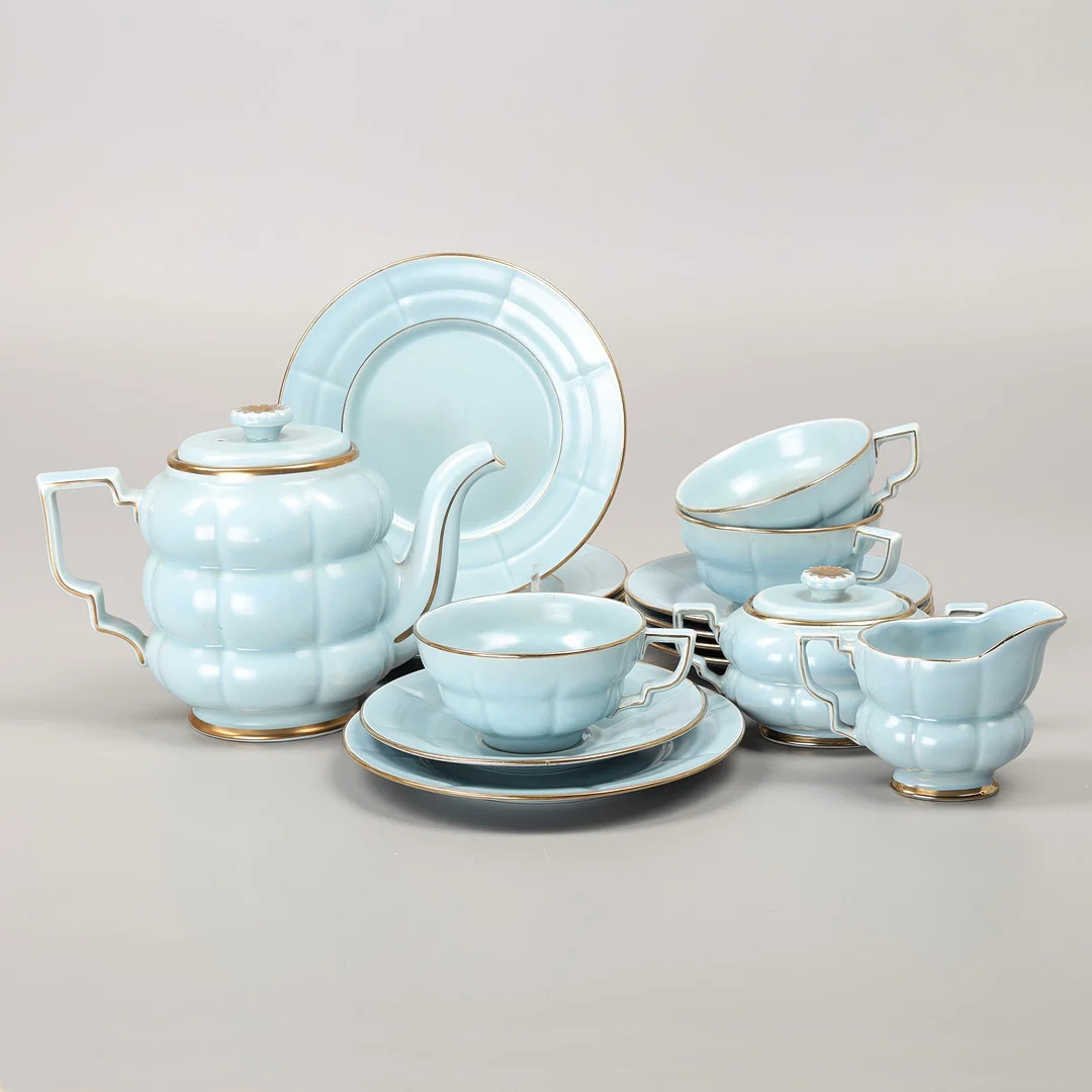 ARTHUR PERCY. Teservis, 17 delar, flintgods, "Grand", Gefle. — Tableware — Växjö Auktionskammare