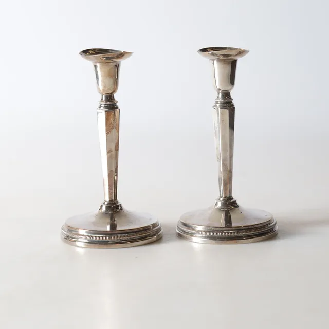 ERIC LÖFMAN. ljusstakar, 1 par, silver, Mema A.B., Linköping, 1990.