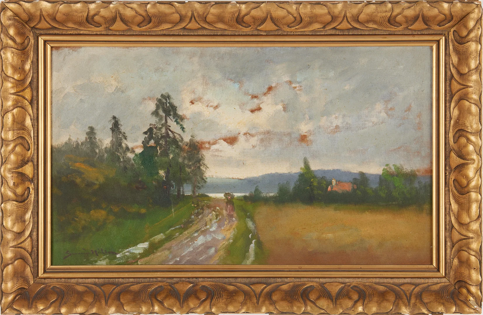 SEVERIN NILSON (1846-1918). Landsväg, signerad Severin Nilsson, olja på pannå. — Paintings — Stockholms Auktionsverk Magasin 5
