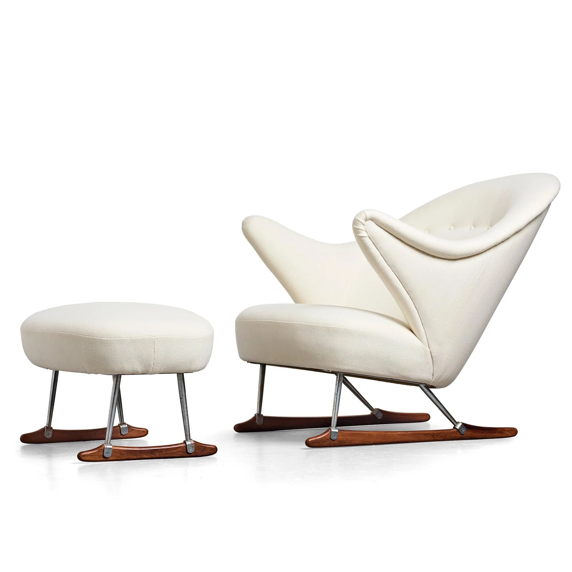 Børge Mogensen, fåtölj med fotpall, "modell 160", Tage M Christensen & Co, Danmark 1950-tal. — Bukowskis