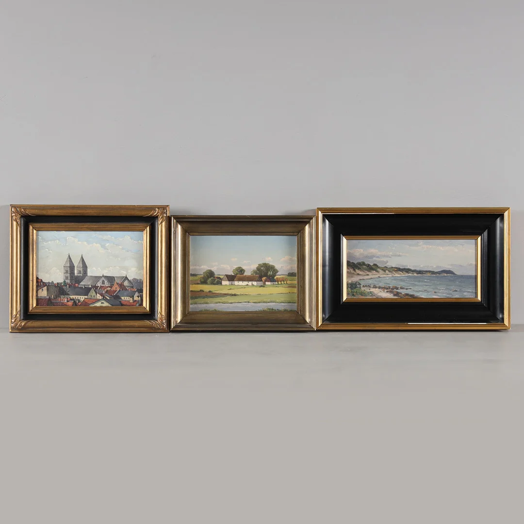 BROR LJUNGGREN (1884-1939) 3 stycken, diverse motiv, oljor på pannå. — Paintings — Stockholms Auktionsverk Helsingborg