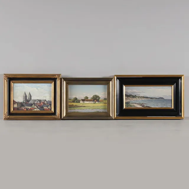 BROR LJUNGGREN (1884-1939) 3 stycken, diverse motiv, oljor på pannå.