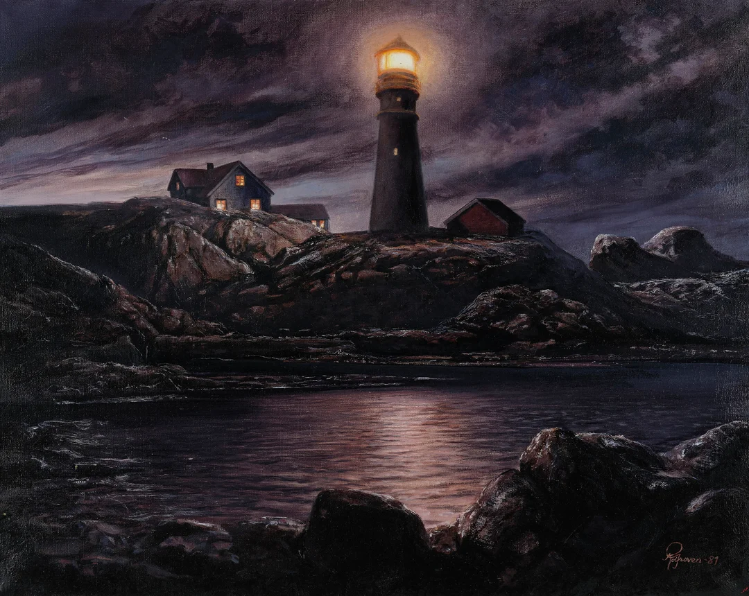 Groven, Rolf — Fyrtårn, 1981 — Kunst/Maleri — Blomqvist