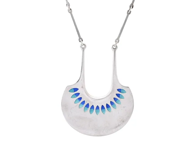 DAVID ANDERSEN, collier, sterlingsilver, emalj, Norge, längd 62 cm, vikt 39,5 g.