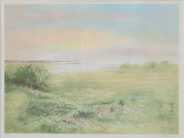 INGE PETTERSSON. Ängslandskap, Färglitografi, signerad, numrerad 235/360.