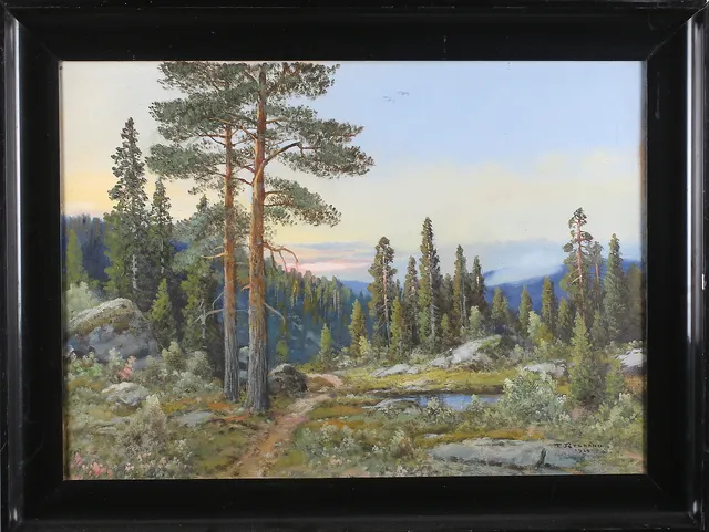 THORVALD RYGAARD. Skogslandskap, olja på duk, signerad och daterad 1929.
