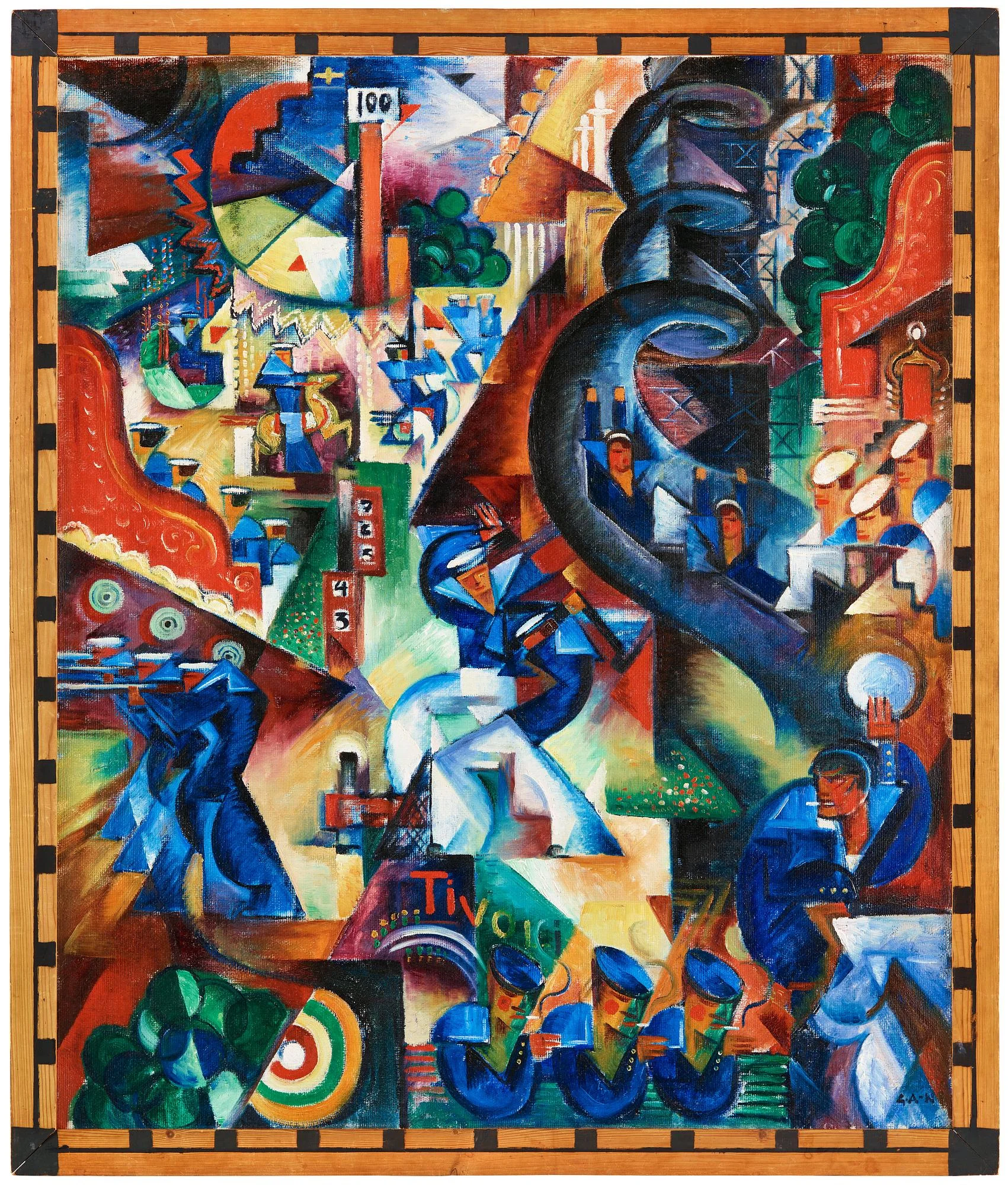 Gösta Adrian-Nilsson, "Sjömän i Gröna Lunds tivoli II" ("Matroser i Gröna Lund II"). — Bukowskis