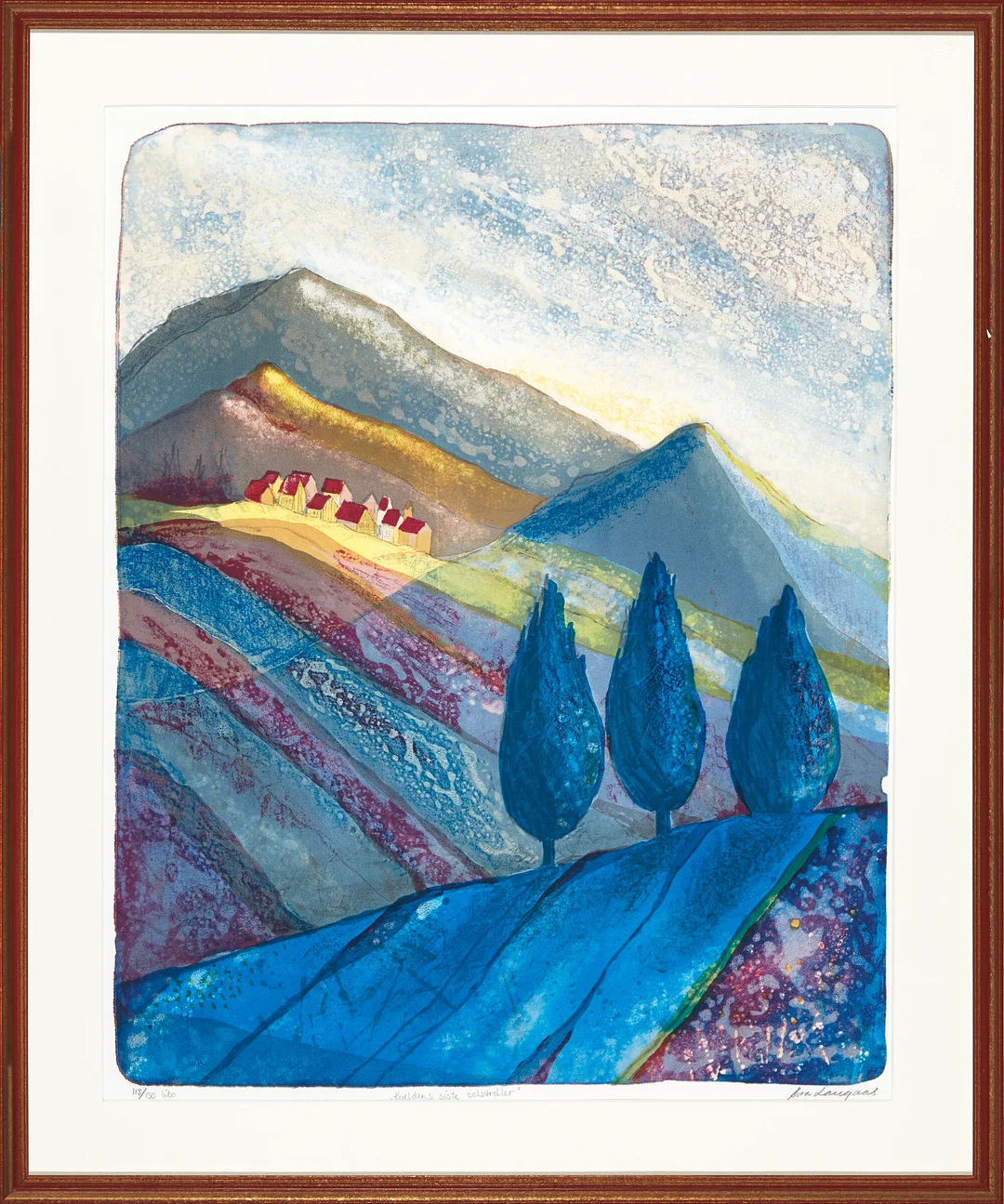 Langaas, Eva — "Kveldens siste solstråler" — Kunst/Grafikk — Blomqvist