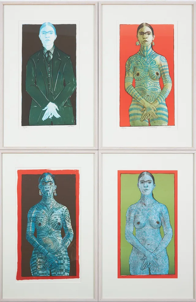 JORDI ARKÖ. 4 st, "Frida Kahlos nattvandring" I II III & IV,, färglitografi, signerade och numrerade 149/150.