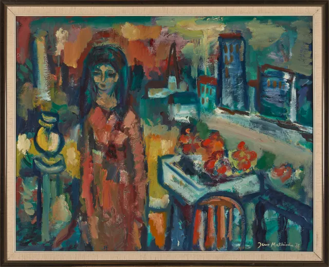 Mathisen, Jens — Kvinne ved cafébord, 1972