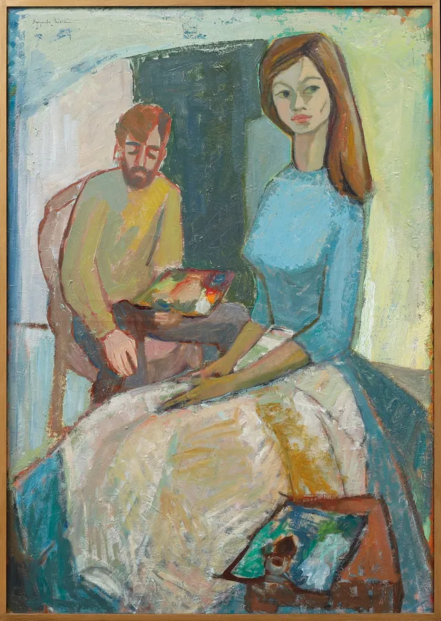 MARGARETA WALLIN. Man och kvinna, olja på duk, signerad.