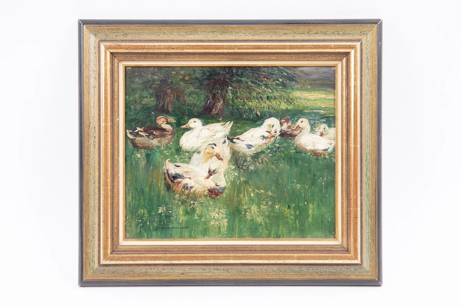Unbekannter Künstler, Gemälde, Enten in Wiesenlandschaft. — Paintings — Stockholms Auktionsverk Köln