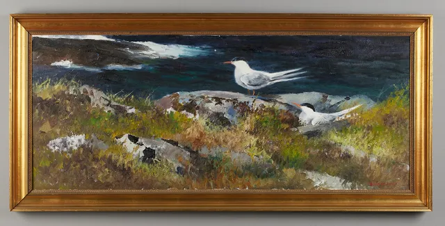 KNUT VALINDER (Sverige, 1909-1987). Sjöfåglar, signerad Knut Valinder, olja på duk.