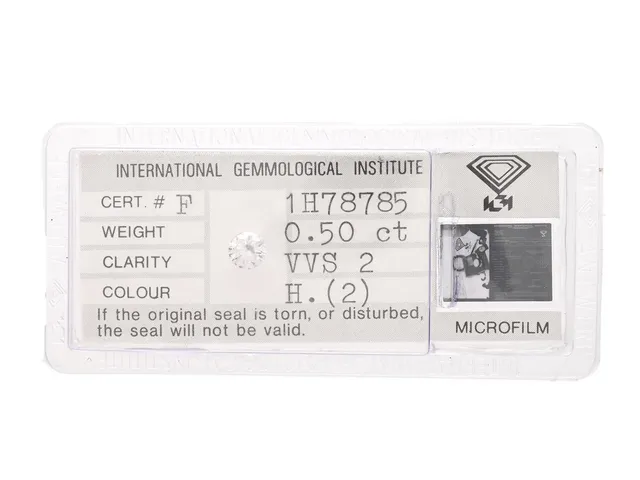 DIAMANT, briljantslipad 0,50 ct, W(H)/VVS2, IGI certifikat F1H78785, förseglad.