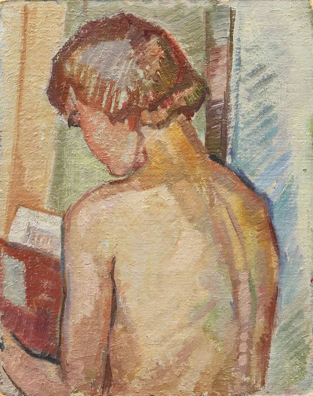 MAJA BÅÅTH (1883-1984). Modell, olja på pannå, osignerad.