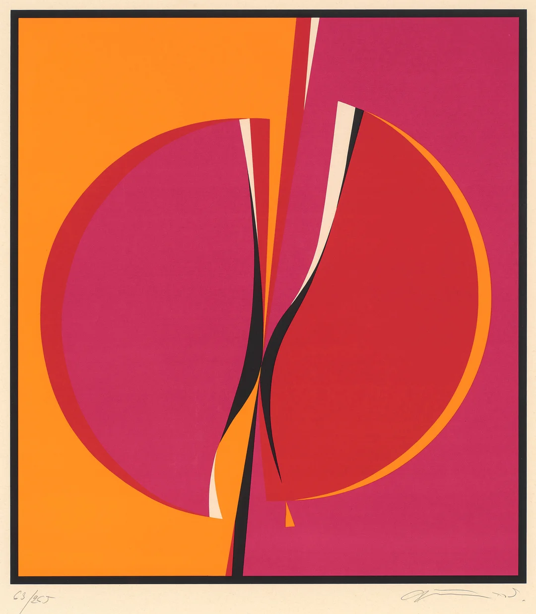 Gundersen, Gunnar S. — Komposisjon i orange, rosa og rødt — Kunst/Grafikk — Blomqvist