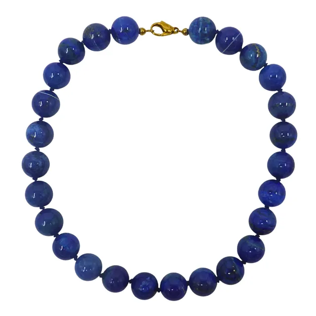 LAPISLAZULI-HALSKETTE MIT VERSCHLUSS AUS 333ER GELBGOLD.