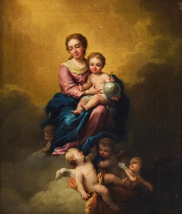 ENGELSK SKOLA, CA 1800. Efter Bartolomé Esteban Murillo. The Virgin of the Rosary.