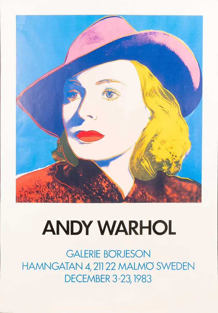 ANDY WARHOL. Efter. Utställningsaffisch, "With hat", 1983. — Engravings & Prints — Stockholms Auktionsverk Helsingborg
