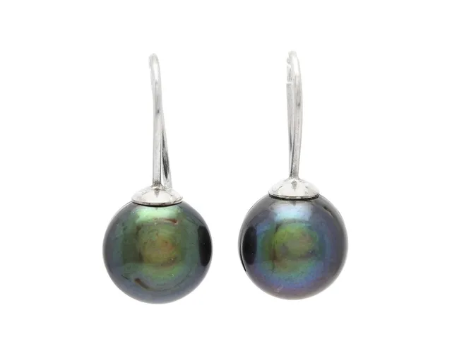 PÄRLÖRHÄNGEN, silver, tahitipärlor, pärlor ca 11 mm, pärlorna är borrade, barocka, ytfel, krokar, vikt 4,1 g.