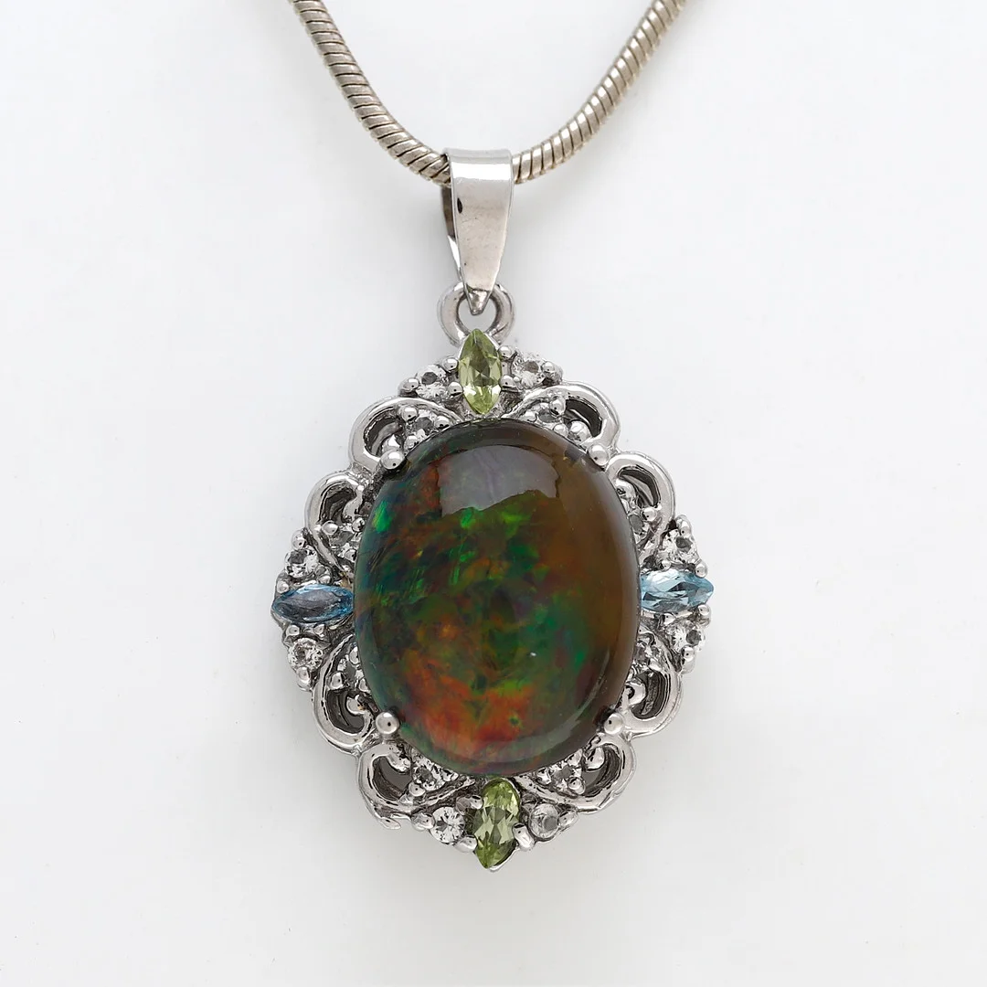 Black opal pendant with certificate. — Brooches & Pendants — Balclis