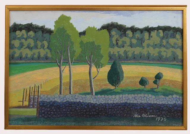 ÅKE OLIVER. Akryl, "Ullared" , signerad, daterad 1976.