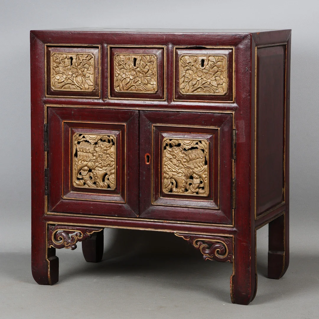 A CHINESE PAINTED HARDWOOD CABINET, 20TH CENTURY. — Wood — Bishop & Miller
