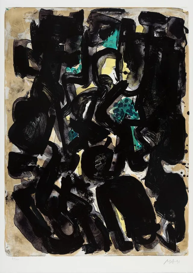 Untitled. Signed MA - 91, 46/100. Lithograph in colours. Sheet size 95×67 cm. Unframed.