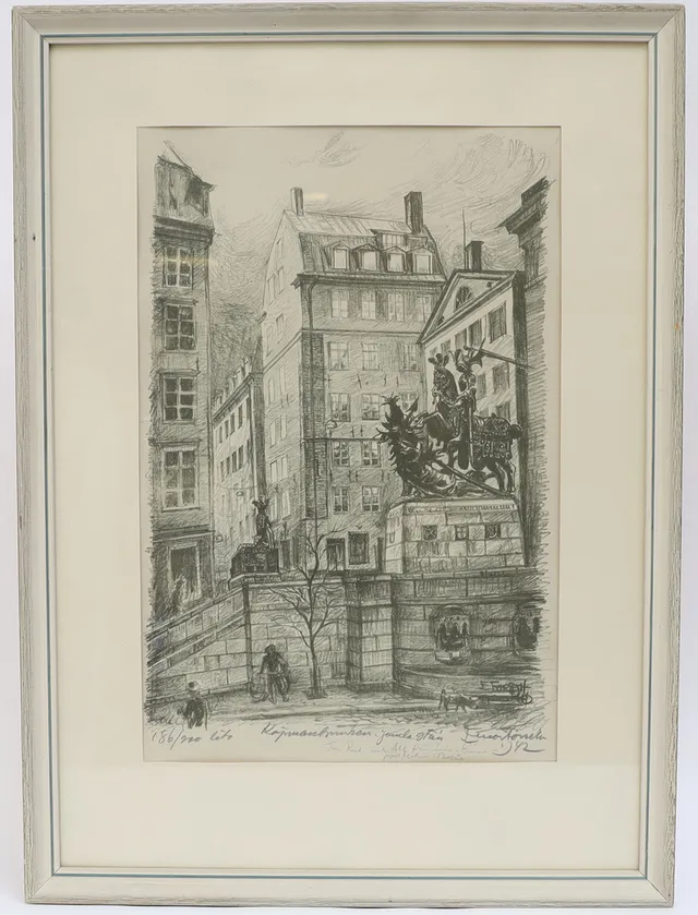 EINAR FORSETH. Stockholmsmotiv, litografi, signerat och numrerat.