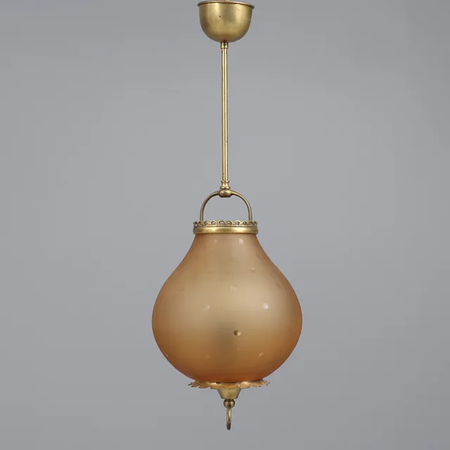 TAKLAMPA, glas/mässing, Swedish Grace, 1930/40-tal.