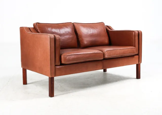 Danish furniture manufacturer. Two-seater sofa, aniline leather