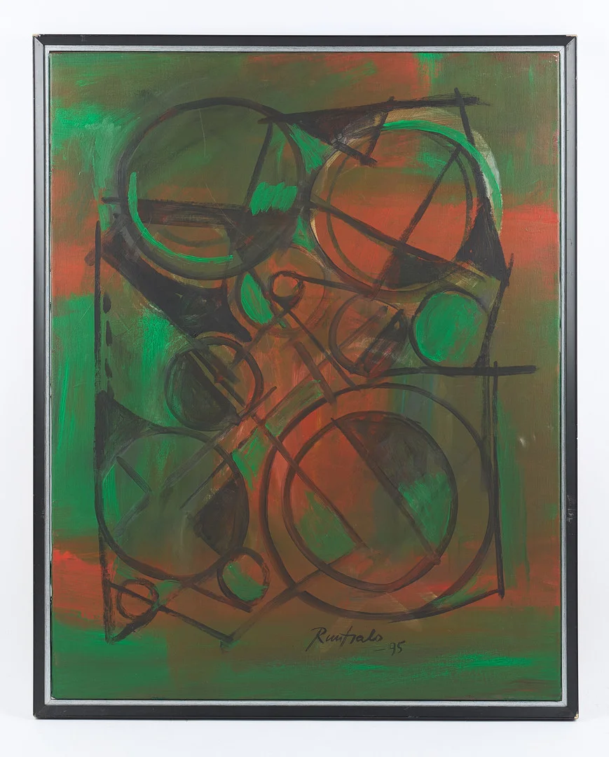 EINO RUUTSALO. "Cirkelgrupp", signerad samt daterad -95, akryl på duk. — Paintings — Stockholms Auktionsverk Helsinki