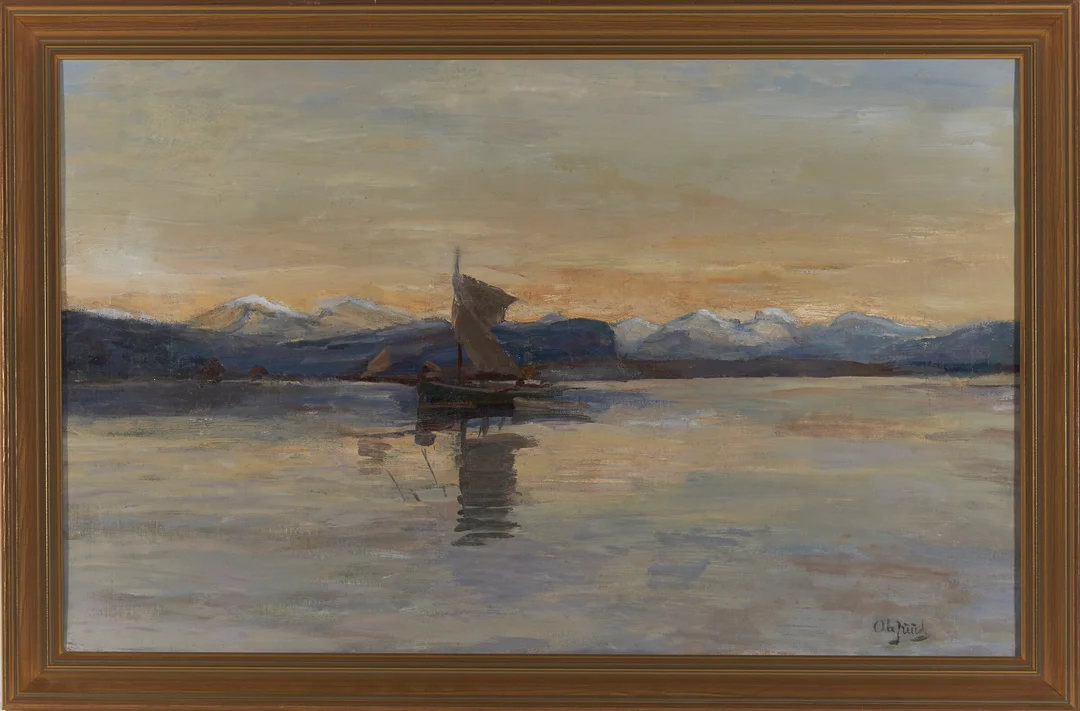 Juul, Ole — Kystlandskap med båt — Kunst/Maleri — Blomqvist