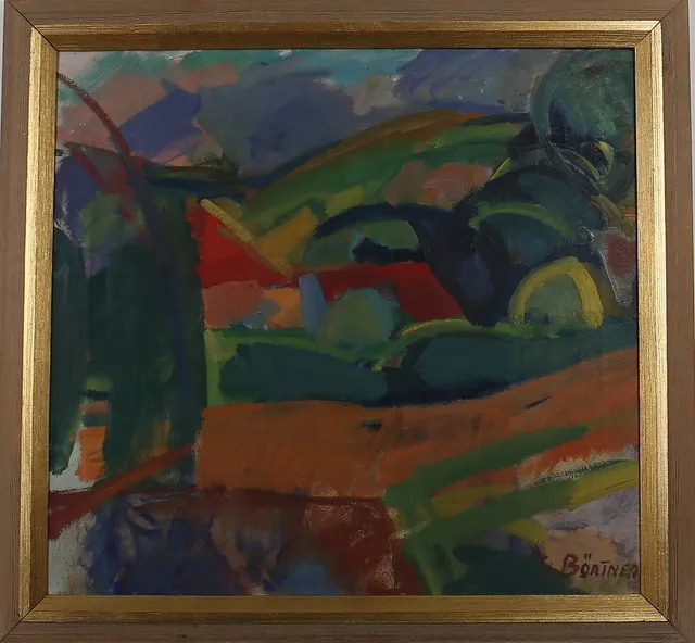 GUSTAV BÖRTNER. Landskap. Olja på duk. Signerad Börtner.