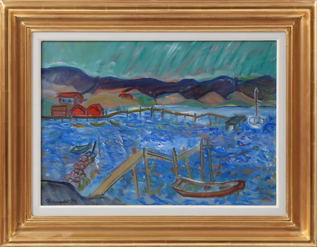 RAGNVALD MAGNUSSON. "Höst i skärgården". Olja på pannå, signerad.