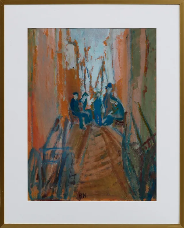 BIRGER HALLING. Figurscen, blandteknik, signerad BH.