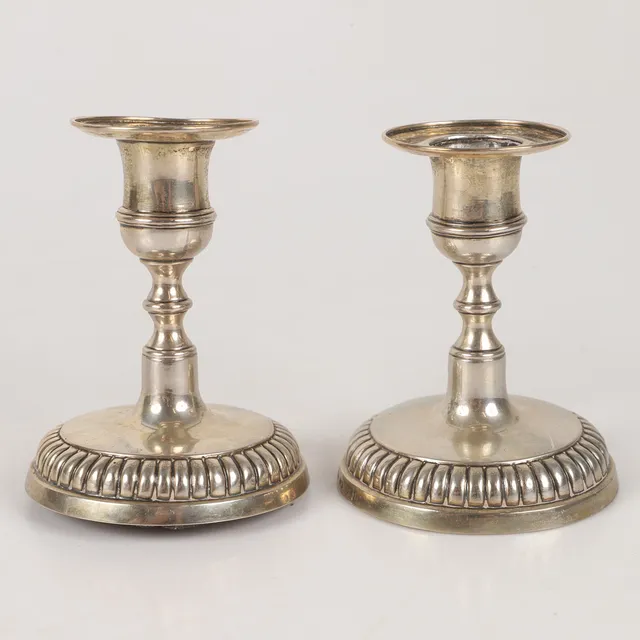 LJUSSTAKAR, 1 par, silver, A. T. Barkman, Varberg, 1849.